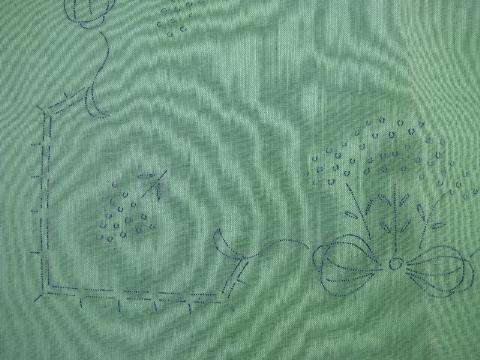 old sheer cotton pillow cover to embroider, jade green