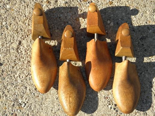 old shoe last form wooden feet, lot vintage wood shoe tree stretchers