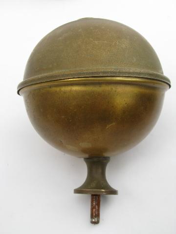 old solid brass architectural ball finial, antique bed knob