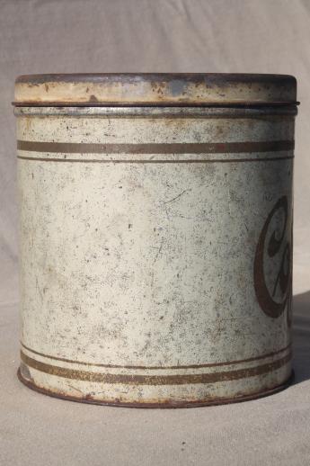old stencil painted metal canister tin, hoosier vintage kitchen Coffee jar