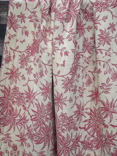 old turkey red print undyed cotton homespun wool filled whole cloth quilt