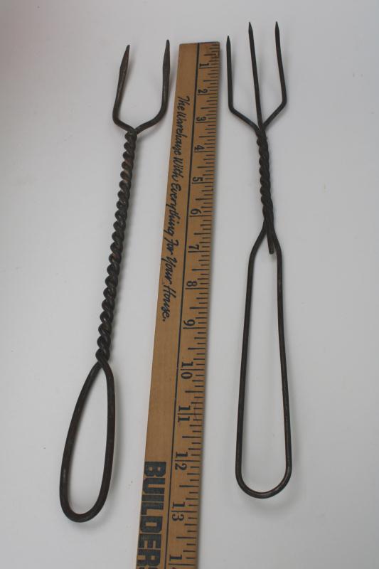 old twisted wire toasting forks, vintage campfire fork marshmallow cookers
