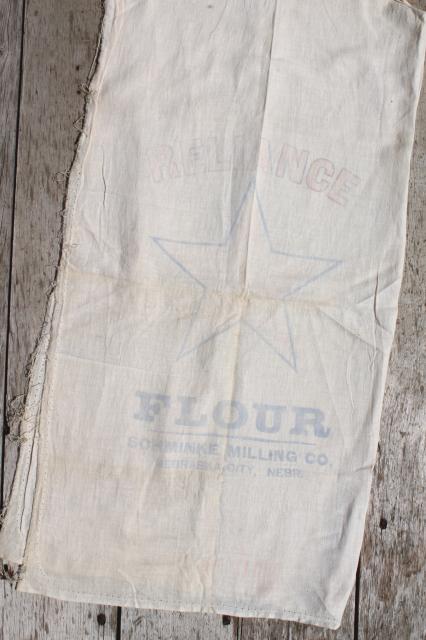 old unbleached cotton fabric feedsacks lot, assorted vintage flour sacks & grain bags