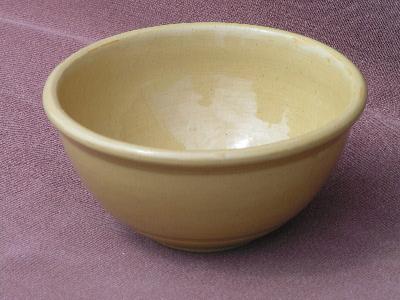 old unmarked pottery mixing bowl, yellow ware