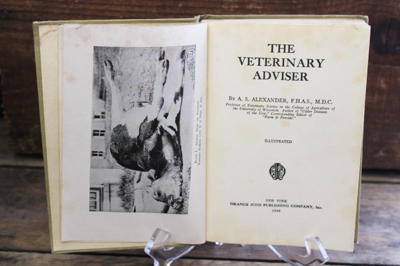 old veterinary book, medical adviser farm animal health & remedies 1920s vintage