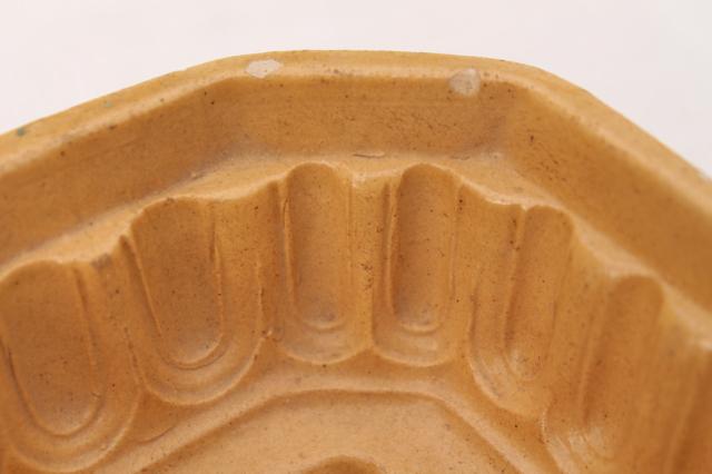 old wheat sheaf pattern yellow ware stoneware food mold for jelly, blancmange or pudding