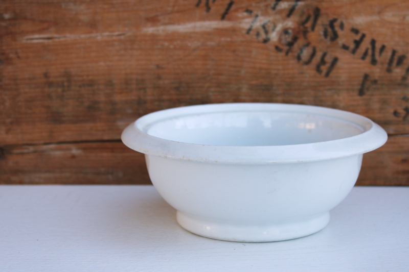 old white ironstone china bowl small deep shape serving dish, Alfred Meakin England Royal Arms stamp