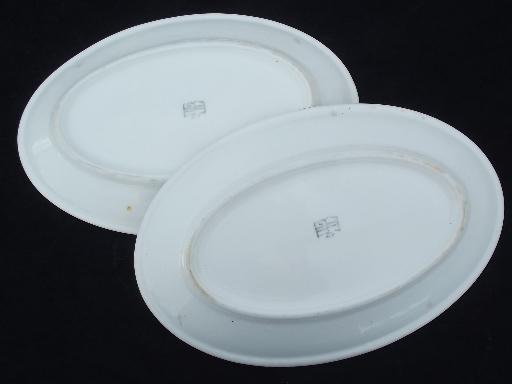 old white ironstone china platters lot, antique and vintage American pottery