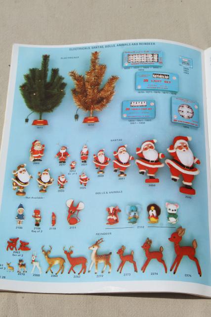 old wholesale catalogs Christmas tree ornaments & holiday florist decorations, vintage 1970