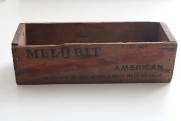 old wood cheese box Mel O Bit vintage A&P grocery advertising graphics wooden crate