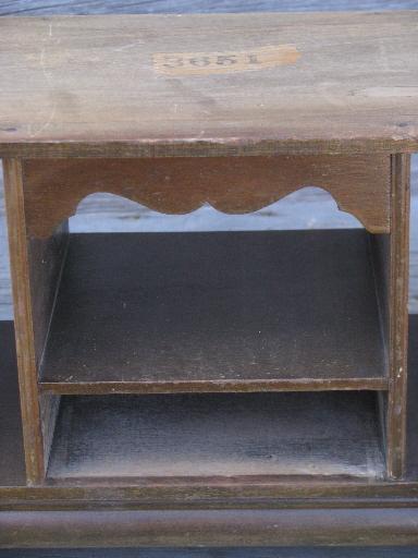 old wood desk secretary, slotted paper / letter sorter w/ cubbyholes