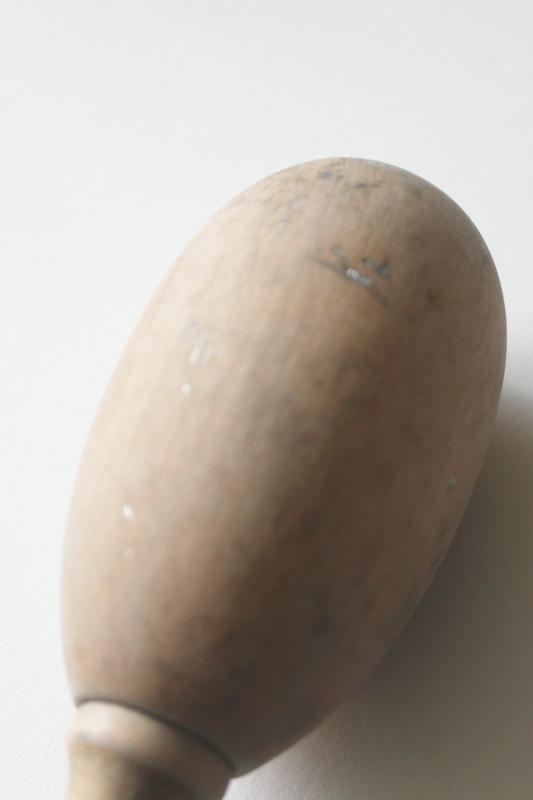 old wooden darning eggs, vintage wood sock darners w/ primitive worn patina