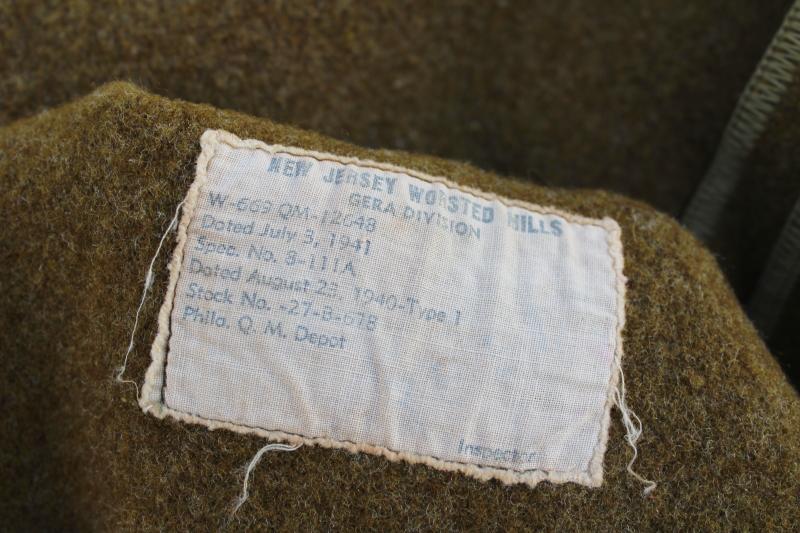 old wool camp blankets, drab green US Army blanket lot WWII vintage labels