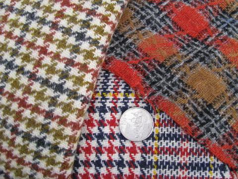 old wool fabric pieces / scraps lot, for vintage sewing, braided or hooked rugs
