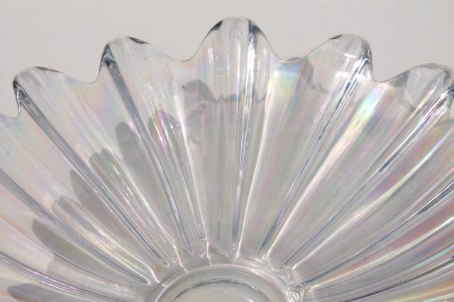 opalescent glass centerpiece bowl & pair flower float bowls, vintage Fostoria Heirloom