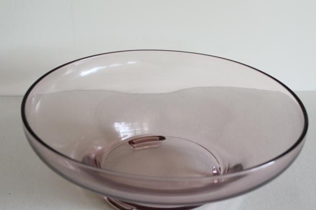 orchid lavender glass vintage Fostoria bowl, footed centerpiece plain without etch