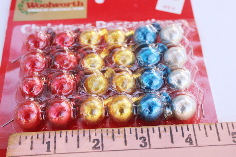 original packages vintage Woolworths tiny Christmas ornaments mercury glass balls