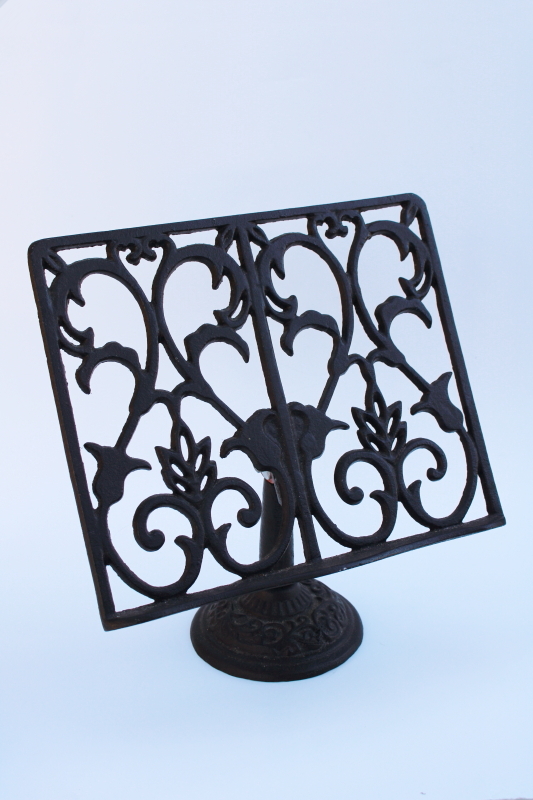 ornate cast iron book stand or art easel, library reading stand or music holder