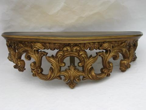 Ornate Gold Mirror Wall Sconces Bracket Shelf Cinderella French Country Style - French Wall Sconce Shelf