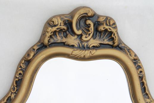 ornate hall or mantel mirror, vintage gold rococo plastic frame w/ french fairy tale style!