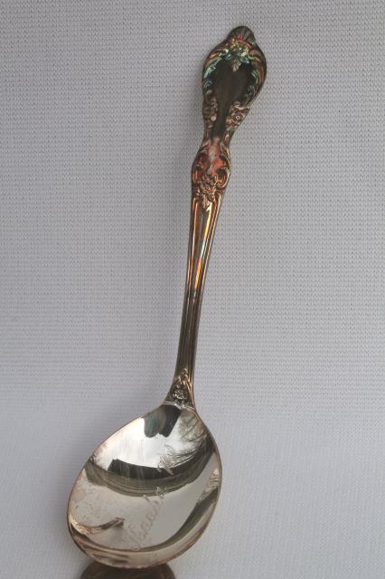 ornate vintage engraved silver plate soup spoons or condiment spoon lot