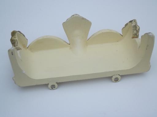 ornate vintage plaster wall shelf, french country ivory and gold chalkware