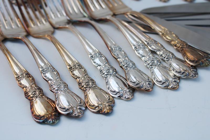 ornate vintage silverplate flatware, Rogers International Silver Heritage pattern