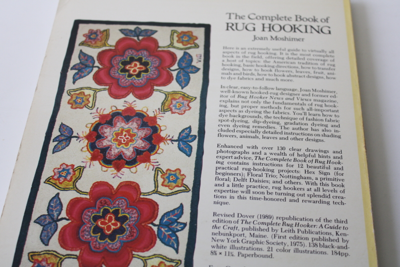 out of print Dover needlework book Complete Rug Hooking first published 1970s