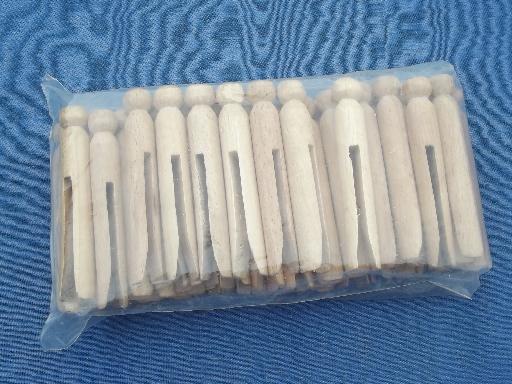 package of 50 old wooden clothespins, vintage hardwood from Maine