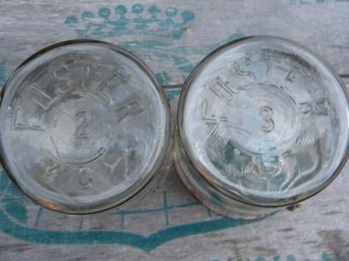 pair antique vintage 1pt Foster Seal Fast canning jars w/wire bails