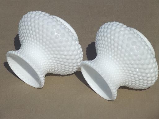 pair matching vintage hobnail milk glass lamp shades for student lamp