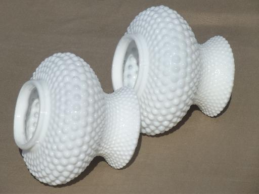 pair matching vintage hobnail milk glass lamp shades for student lamp
