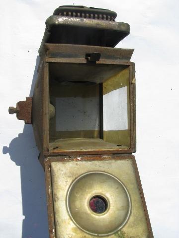 pair of antique carriage lantern lamps for restoration or parts.