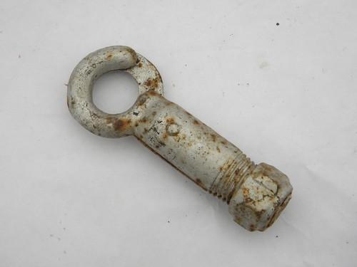 pair of large old clamp-on ring ends for wire rope or steel cable