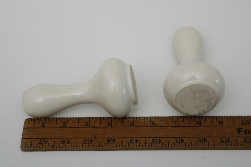 pair of vintage matte white ceramic vases, small gourd shapes mid century modern USA pottery