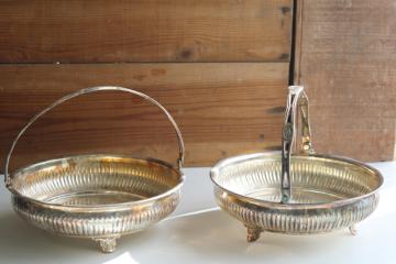 pair vintage silverplated brass baskets, fruit bowls or candy dishes or Easter baskets