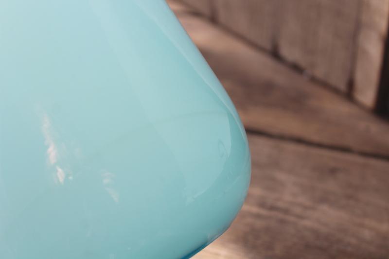 pale blue cased glass floor vase, tall bottle shape 1960s vintage Italian art glass