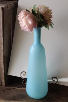 LARGE 12" TALL LADIES HAND VASE FROSTED ITALIAN GLASS VTG MADE IN ITALY