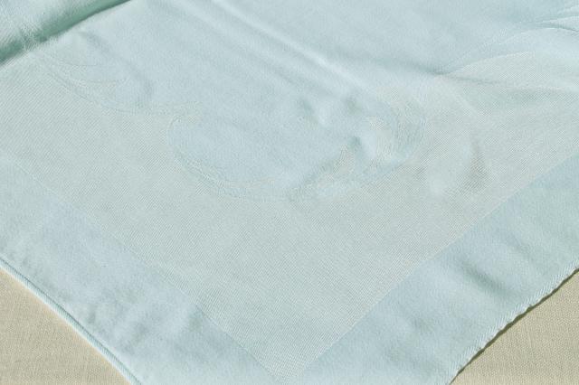 pale mint green spring table linens, vintage damask tablecloth & napkins set