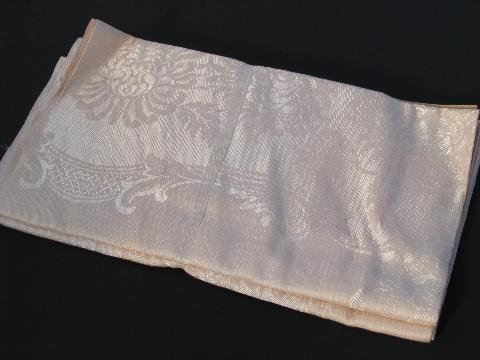 pale pink vintage damask tablecloth and napkins, original label