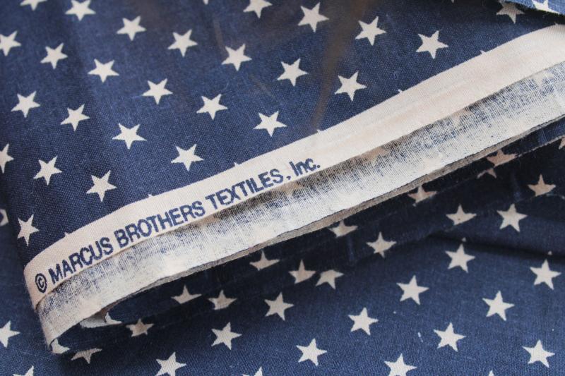 patriotic stars print cotton fabric, cream w/ navy blue primitive Americana style