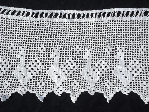 peacock pattern vintage crochet lace valance panel or door window curtain