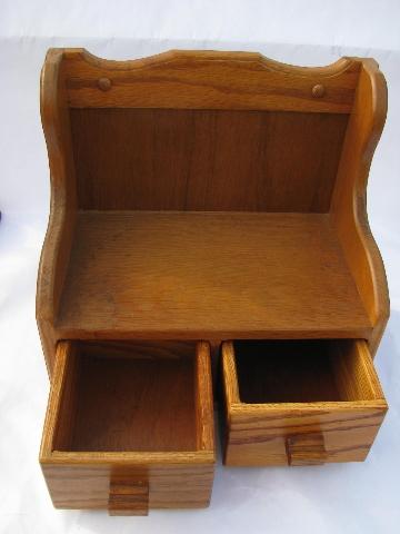 pegged oak solid wood kitchen cookbook book shelf w/ drawers