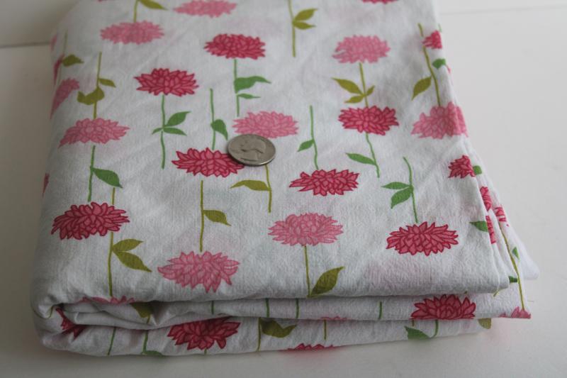 pink flowers print vintage fabric, lightweight soft crinkle textured cotton