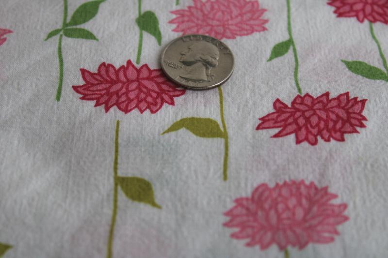 pink flowers print vintage fabric, lightweight soft crinkle textured cotton