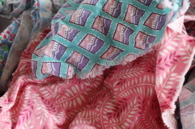 pink prints 30s 40s 50s vintage cotton feedsack scrap fabric for quilting sewing projects