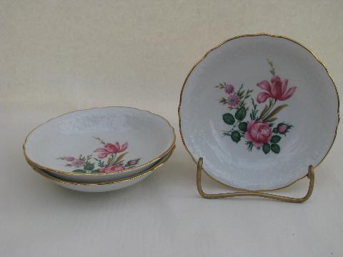 pink rose and tulip, vintage Schumann Bavaria lot of bowls