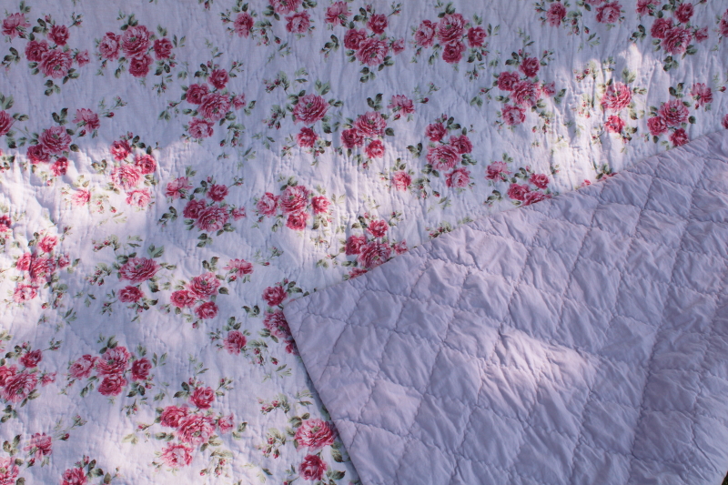 pink roses floral lavender cotton linen quilt Simply Shabby Chic Target king queen size