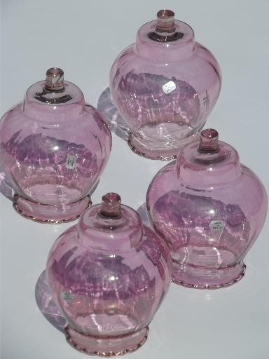 pink stain cranberry glass candle lamp shades w/ flashed on color luster