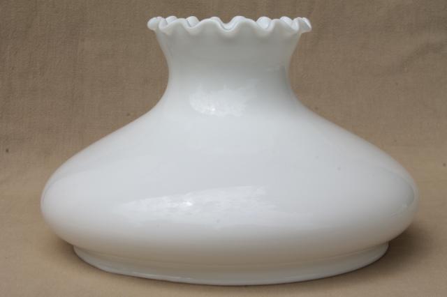 plain antique white milk glass shade for hanging light or table lamp, vintage replacement shade